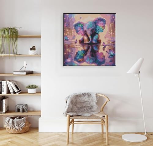 Elephant Stamped Cross Stitch Kits for Adults Beginner Embroidery Crafts - color: elephant