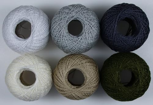 KCS Mercerized Pearl Cotton Thread Size 8 Crochet Needlework Embroidery Threads Ball (6, 12) - color: 12