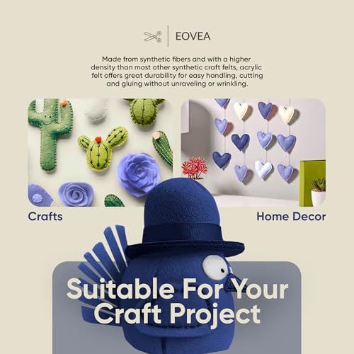 EOVEA | Acrylic Felt Fabric by The Yard | 72" Wide | 1.6mm Thick | Soft & Durable Non-Fraying Felt | for DIY Crafts, Sewing, Upholstery, Costumes & Padding(Charcoal, One Yard) - color: Charcoal, size: 1 Yard