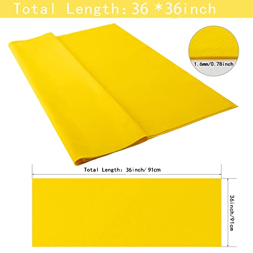 HaoFeijh Felt Fabric 36 * 36 Inch Wide 1.6mm,Fabric Sheets Soft Woven Acrylic Craft Fabric for DIY Craftwork Sewing Patchwork,Craft Felt - color: Yellow, size: 1