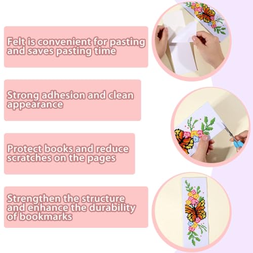 ORIGACH 6 Set Butterfly & Flower Cross Stitch Bookmark Kit for Beginner - style: Butterflies