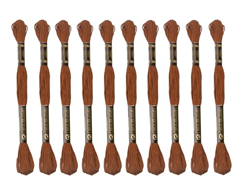 12 Skeins Embroidery Cotton Floss of 8.75yds for DIY Embroidery, Brown - color: Brown