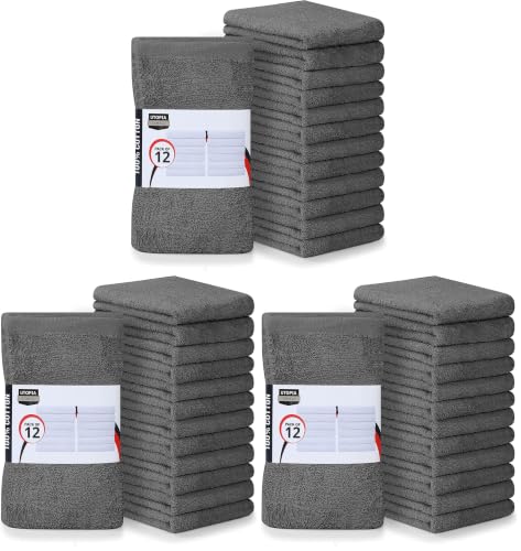 Utopia Towels Kitchen Bar Mops, Pack of 36, 16 by 19 Inches, 100% Cotton Super Absorbent Grey Towels, Multi-Purpose Cleaning Towels for Home and Kitchen Bars - color: Grey, size: 36 Pack