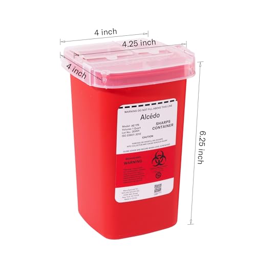Alcedo 1 Quart Sharps Container (3-Pack) for Needle & Syringe Disposal - size: 1 Quart