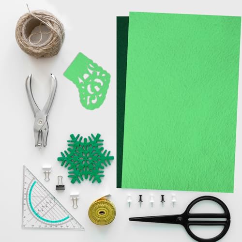 8"X12" Felt Sheets for Crafts, 18 PCS Thin Craft Felts Squares Sheets Stiff Sewing Felt Paper Non-Woven Felts Fabric Pads for DIY Art Craft Sewing Patchwork Projects Making, Green - color: Green