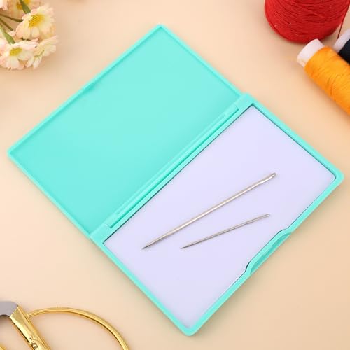 Magnetic Needle Case, Portable Travel Embroidery Needle Tin Holder Organizer Rectangle Strong Magnet Sewing Pin Storage Box for Sewing Enthusiasts Quilting Tailoring & Craft Supplies (Cyan) - color: Cyan