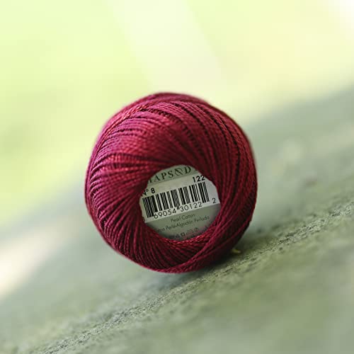 Rhapsody Pearl Cotton Thread Size 8 Crochet Thread Perle 12 Balls Set Hand Knitting, Embroidery, Sashiko, Cross-Stitch, Sewing, Needlepoint, DIY, Quilting (Garnet, Col. 120) - color: Garnet, Col. 120