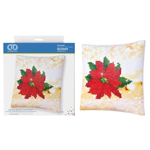 DIAMOND DOTZ Poinsettia Pillow Christmas Diamond Painting Kit for Adults - color: Pointsettia