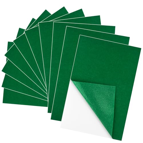 10PCS Green Self Adhesive Felt Fabric Sheets Sticky Felt Sheets for Craft Supplies Art Home Making（8.3" x 11.8"/20 x 30cm） - color: Green