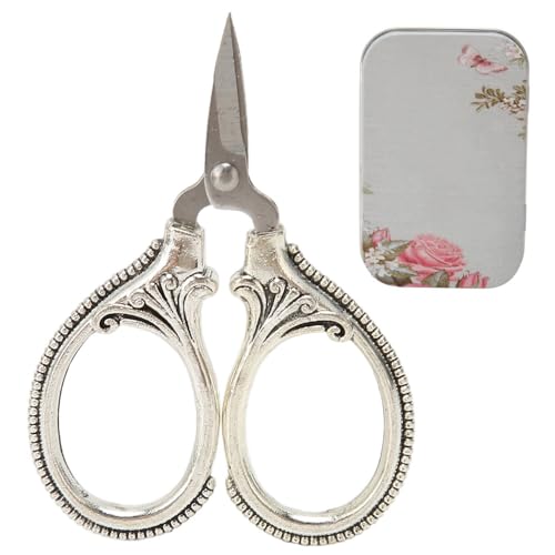 Stainless Steel Scissors Little Portable Vintage Embroidery Scissors for Sewing Crafts Artwork Cross Stitch Cutting Handmade DIY Tools(Silver bronze) - color: Silver Bronze