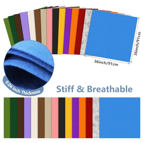 Blue Stiff Felt Sheet 36'' X 36'', 1mm Large Felt Fabric Sheet for Crafts - color: Blue