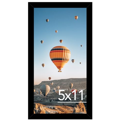 JCJMY 5x11 Picture Frame Black for Wall Hanging or Tabletop, Wall Mounting Horizontally or Vertically, 5 x 11 Wall Gallery Poster Photo Frame with Shatter Resistant Plexiglass, Black - color: Black, size: 5x11 inch