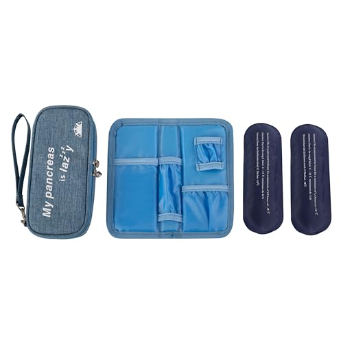 apollo walker Insulin Cooler Travel Case with Ice Packs and Insulation - color: Light Blue, size: Small