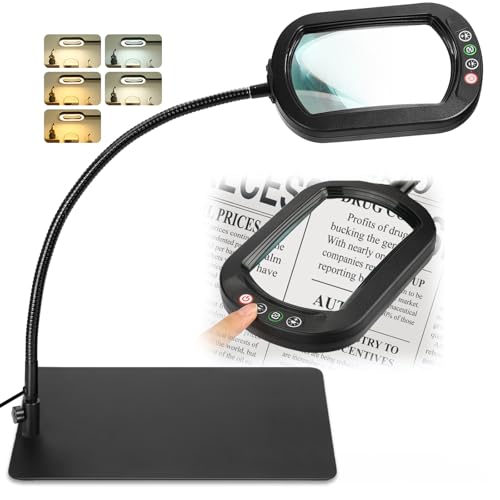 Veemagni 12X Magnifying Glass with Light and Stand, 20in Flexible Gooseneck - color: Black, size: 12X-20inch