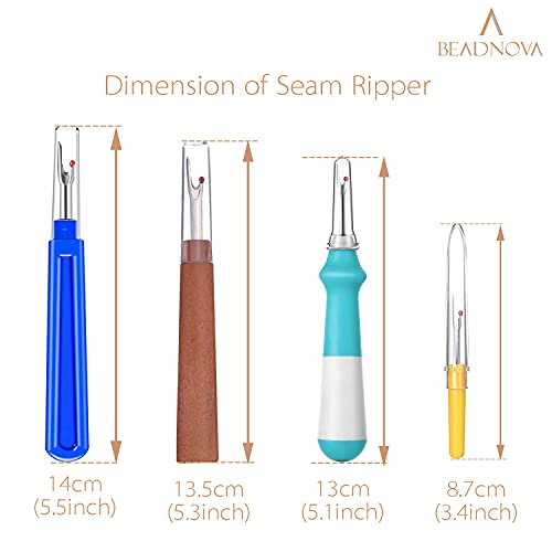 BEADNOVA Seam Ripper 5pcs Plastic Thread Cutter Stitch Remover Large Thread Remover Stitch Eraser Tag Ripper for Clothes Crafting Embroidery (4 Styles)
