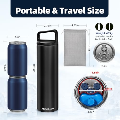 Insulin Cooler Travel Case TSA Approved: 30H Insulin Pen Cooler for 3-6 Pens with Portable Handle - Medication Diabetic Case for Travel with Gel Ice Pack and Anti-Freezing Drawstring Bag (Black) - color: Black - Cup