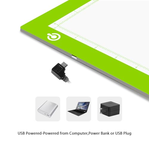 LitEnergy Portable A4 LED Copy Board Light Tracing Box, Green Ultra-Thin Adjustable USB Power Artcraft LED Trace Light Pad for Tattoo Drawing, Streaming, Sketching, Animation, Stenciling - color: GREEN, size: 8.3 x 11.7 inches