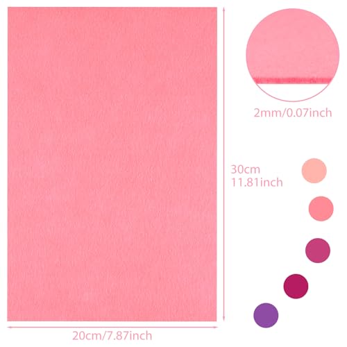 NEBURORA 20 Pcs 2mm Thick Stiff Felt Sheets for Crafts Sewing(Pink Series) - color: Pink and Purple
