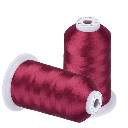 Simthread Embroidery Thread 5500 Yards Dark Fuchsia 107, 2 Huge Spools 40wt Polyester for Brother, Babylock, Janome, Singer, Pfaff, Husqvarna, Bernina Machine - color: Dark Fuchsia