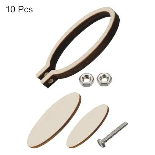 HARFINGTON 10Pcs Mini Embroidery Hoop 2" x 0.87" Tiny Oval Vertical Cross Stitch Hoops Small Wood Ring Circle for DIY Pendant Keychain Display Frame