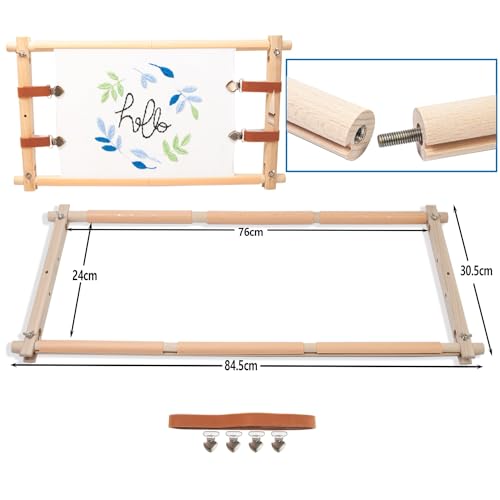 Lampstop Needlepoint Embroidery Tapestry Scroll Frame, Beech Wood Frames for Cross Stitch Quilting Hoop Stand Stitching Frame for Sewing (33"x12") - style: 33"x12"