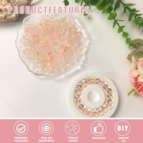 8mm Hand-Drawn Glass Beads Bulk 200pcs Yellow Pink Round - color: Yellow&Pink 8mm