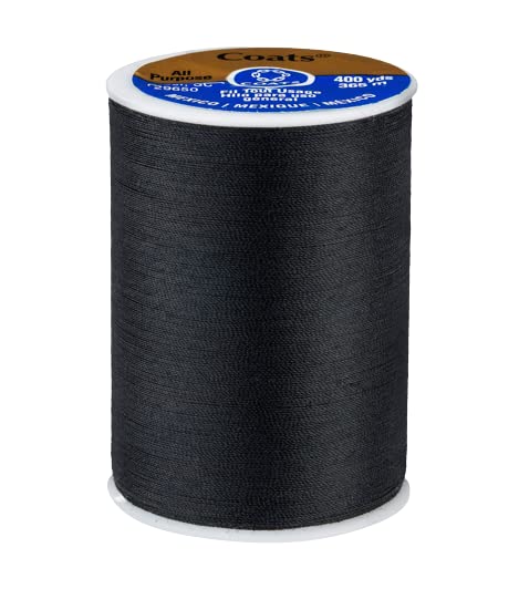 Coats & Clark All Purpose Thread 400 Yards White Black (1 Black and 1 White Dual Duty All Purpose Thread - 400 Yards Each Spool - Bundled with 30 Assorted Hand Needles and Needle Threader)