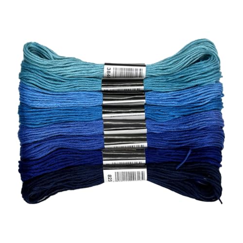 1 Pieces Cross StitchEmbroidery Floss,100% Eco-Cotton Cotton Premium Skeins, Ideal for Arts & Crafts (Blue Series 67979) - color: Blue Series 67979