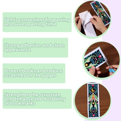 ORIGACH 6 Set Vivid Moths Cross Stitch Bookmark Kit for Beginner - style: Moths