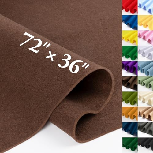 Chocolate Brown Fabric Sheet 72" X 36", 1.4mm Thick Large Soft Durable Flexible Craft Felt by The Yard, Nonwoven Fabric for DIY Sewing, Arts and Crafts, Decoration Projects - color: Chocolate Brown, size: 2 yard pre cut