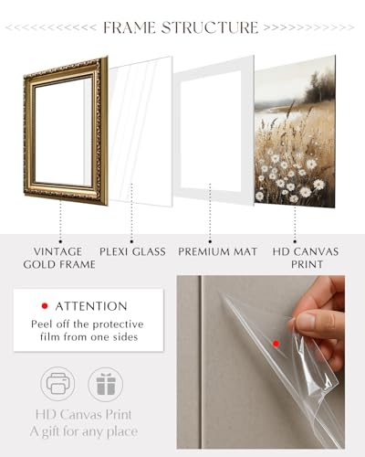 ARPEOTCY Vintage Gold Framed Large Wall Art, Nature Streamside Retro Paintings, Landscape Canvas Prints Artwork with Antique Frame, Victorian Wall Picture Decor for Gallery Living Room 16x24 inch - color: Streamside, size: 24"L x 16"W