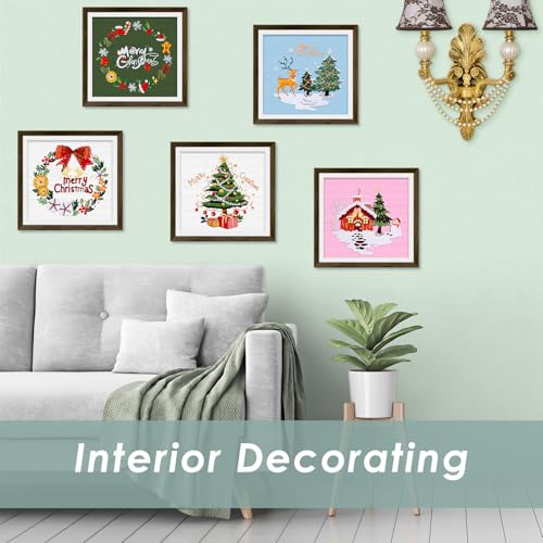 ERKOON 5 Sets Embroidery Kit for Beginners, Christmas Cross Stitch Set with Easy Pattern Embroidery Cloth Hoops Threads for Craft Lover Hand Stitch - color: 5pcs Christmas