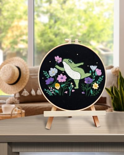 TINDTOP Embroidery Kit for Beginners Adult, Frog Embroidery Kit - color: Frog
