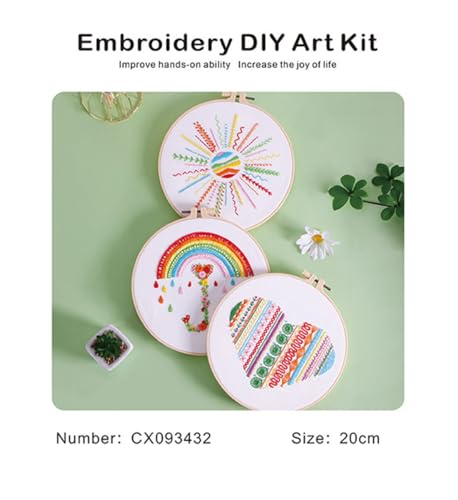 Konrisa Easy Embroidery Kit for Beginners Stamped Embroidery Starter Kit DIY Sewing Needlepoint Cross Stitch for Adults, Stitch Practice Kit 3 Embroidery Fabric Pattern - color: 3set lines