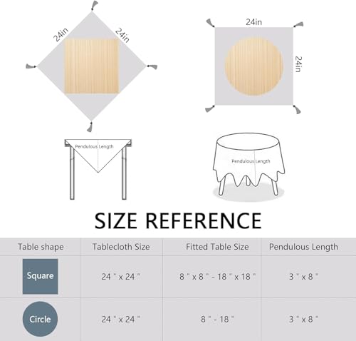 Small Gray Square Tablecloth 24x24 Inch, Cotton Linen Boho Nightstand Cover - color: Grey, size: 24" x 24" (Square)