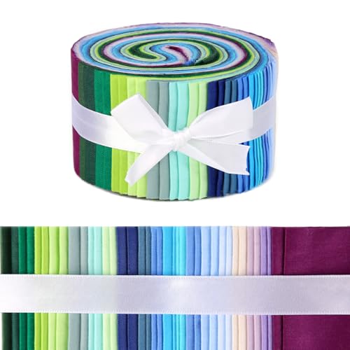 Jelly Roll Fabric, 40 PCS Jelly Roll, Blue-Green Series Quilting Fabric - color: Blue-green Series