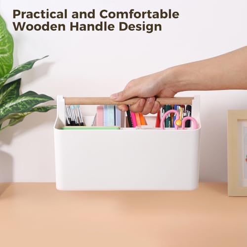 Lnrueg 3 PCS Craft Caddies with Handle,9.8'' x 7.1'' x 5.9'' Caddy Organizer With Handle, Divided Baskets for Pencil Caddy、marker caddy、art bin, Diaper Organizer Caddy with Detachable Dividers
