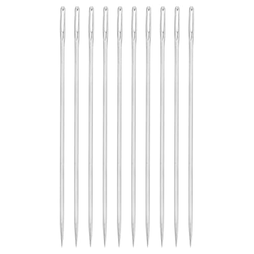 uxcell 50 Pcs Large Eye Sewing Needles, 2.36 Inch 1.05mm High Carbon Iron Embroidery Thread Needle Sewing Big Eye Needle Knitting Needles for Hand Sewing Art Crafts, Silver - size: 60mm, 1.05mm
