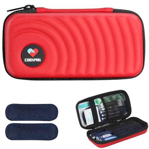 CDBXPRG Insulin Cooler Travel Case, 2 Ice Pack TSA Approved Red - color: Red