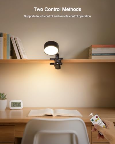 Clip on Light 5000mAh Rechargeable Battery, Clamp Reading Light for Bed - color: Black