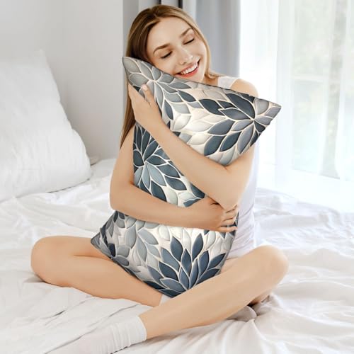 Satin Pillowcase for Hair and Skin Abstract Modern Blue-Gray Floral Super Soft and Cooling Similar to Silk Pillow Case 1 Pack with Hidden Zipper Silky Soft Zippered Satin Pillowcase20 x30 - color: Abstract Modern Blue-gray Floral