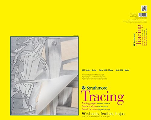 Strathmore 300 Series Tape Bound Tracing Pad, 19 X 24 inches, 25 lb., Transparent, 50 Sheets (370-19) - size: 19x24