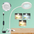 10X Magnifying Glass with Light and Stand,Hands Free Clip on Magnifier Lamp - color: White