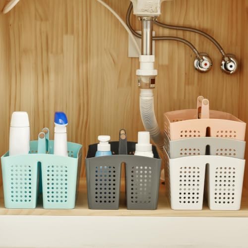 Portable Shower Caddy Basket with 3 Compartments and Handle, Pink - color: Pink