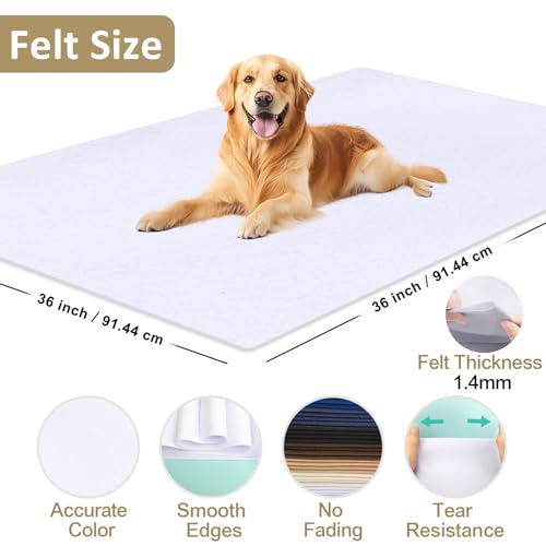White Felt Fabric Sheet 36" X 36", 1.4mm Thick Large Soft Durable Flexible Craft Felt by The Yard, Nonwoven Fabric for DIY Sewing, Arts and Crafts, Decoration Projects - color: White, size: Cut by the yard