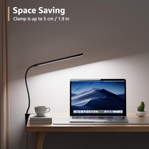 Lepro Clip on Desk Lamp, LED Reading Light with Clamp, 460LM 5W, Black - color: Black