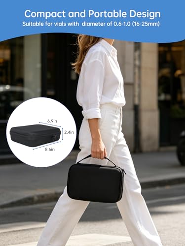 KNOCKO Peptide Case for Fridge - 30 Slots, Insulin & Peptide Vials Storage Case for 3ml/5ml/10ml, Portable Peptide Travel Case TSA Approved, Insulin Vials Holder & Compact Organizer (Black) - size: 3ml/5ml/10ml - 30slot