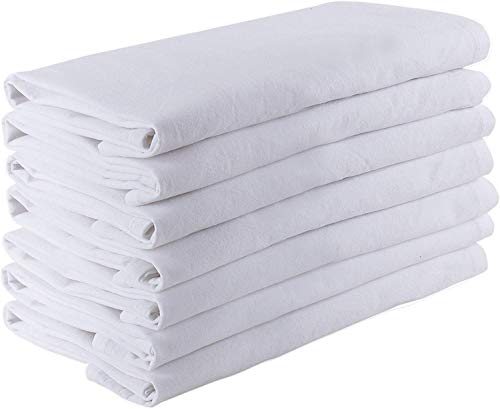 DG Collections 100% Cotton Flour Sack Towels – 7 Pack, 33x38 Inches, White, Lint-Free, Pre-Washed, Hemmed Edges – Reusable Kitchen Towels for Cleaning, Embroidery, Printing & Crafts - White - color: White, size: Set of 7 (33x38 inches)
