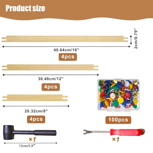 6 Sets Stretcher Bars for Needlework with 100 Tacks,1 Hammer
