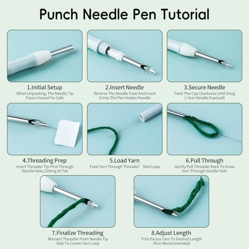 Fvbber Punch Needle Kits Adults Beginner, 2 Pcs DIY Easy Flower Embroidery Set with Patterns, Tools, Yarns, Hoop, Instruction for Home Decor, Craft Gift (Flower 1